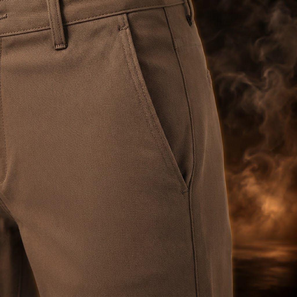 Slim slanted front pocket, close-up