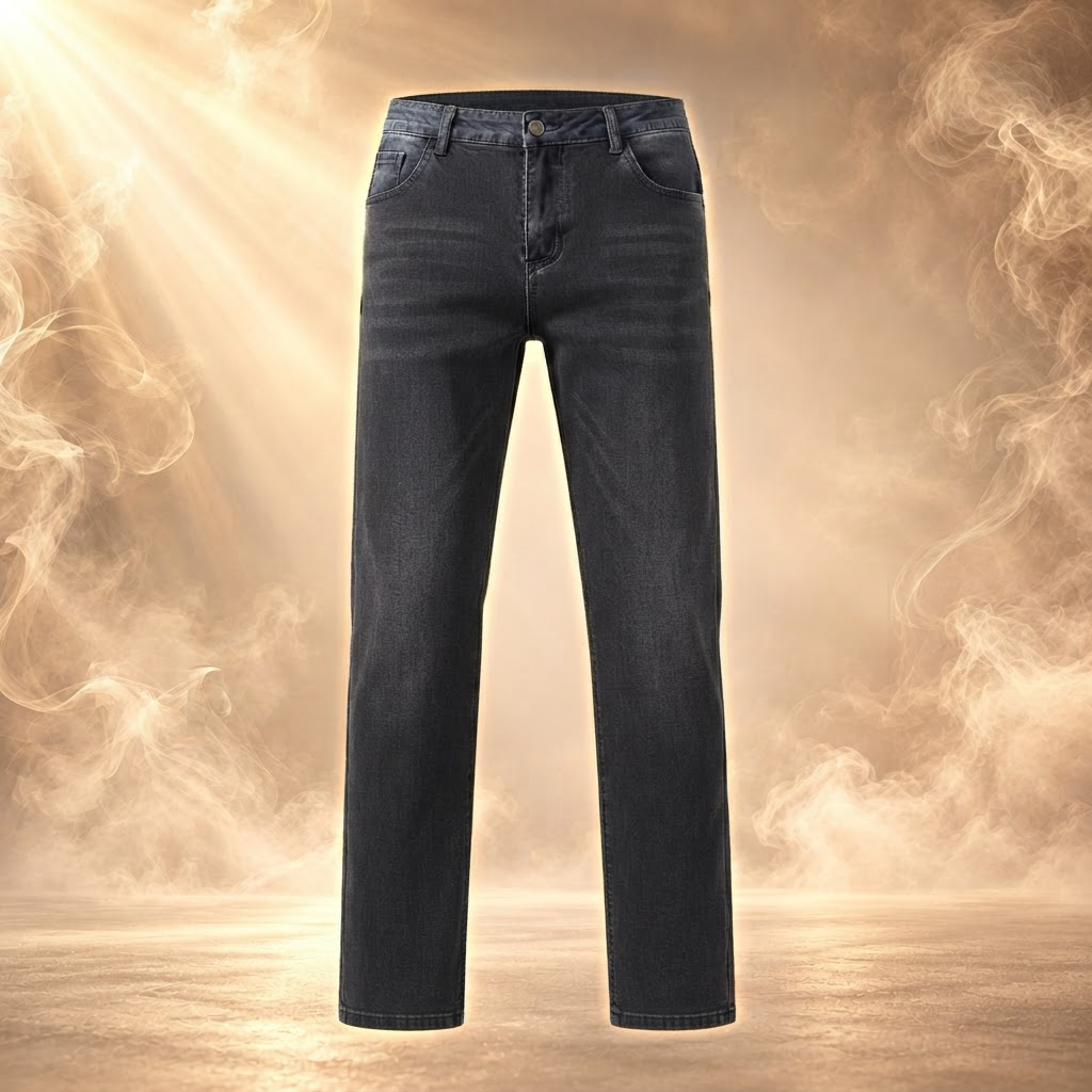 Leone straight leg jeans in Black, unlined