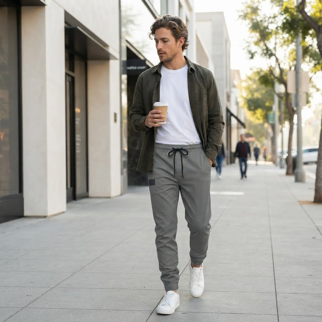 Raimondo Slim Drawstring Jogger Pants for Men - worn on model