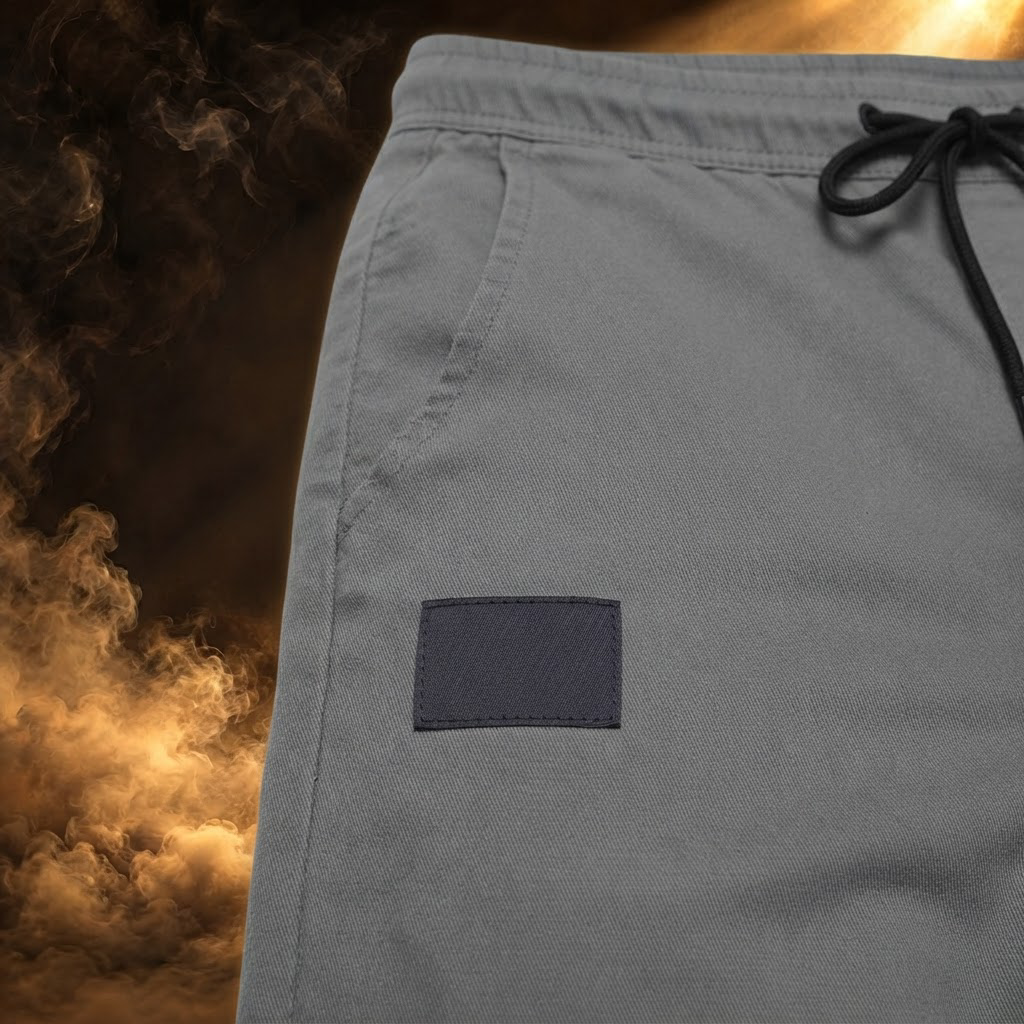 Raimondo Slim Drawstring Jogger Pants for Men - close-up, patch