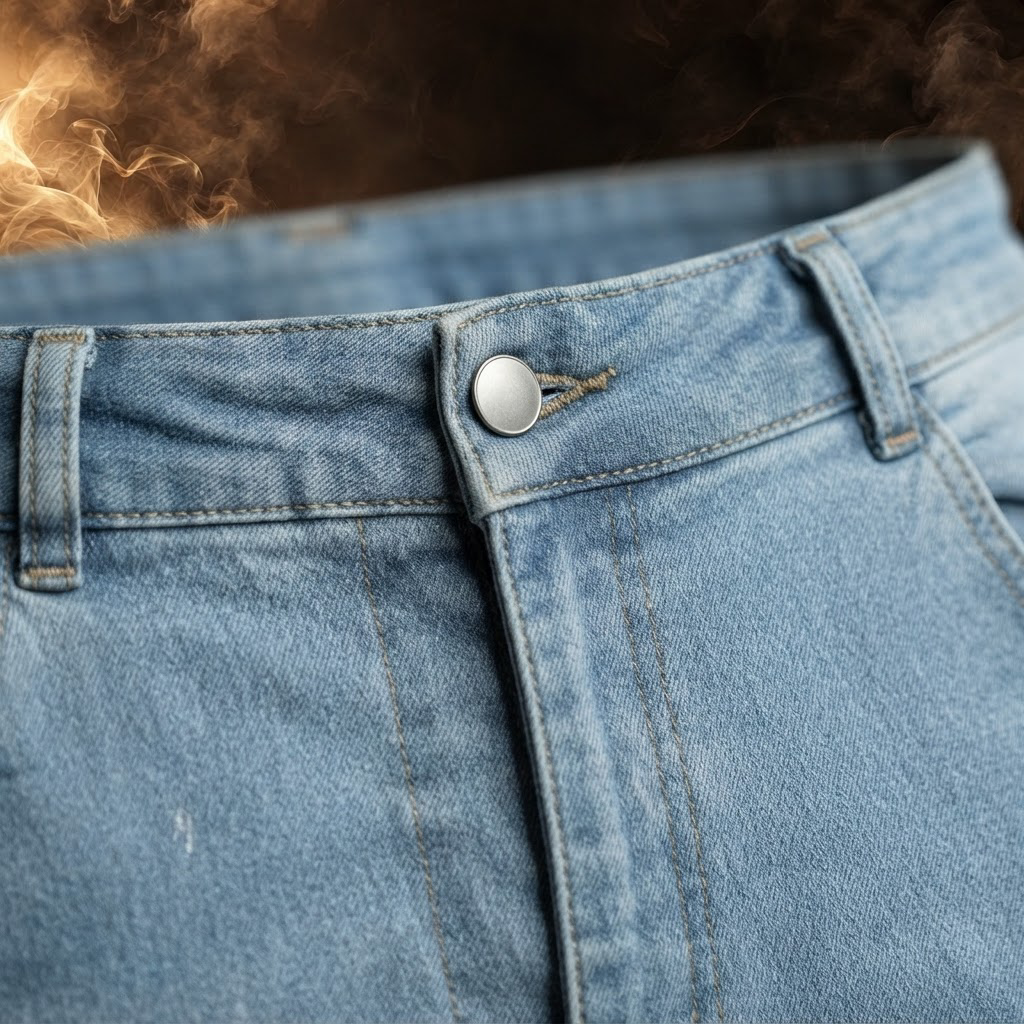 Rinaldo Cotton Denim Slim Cargo Jeans for Men - close-up, waist