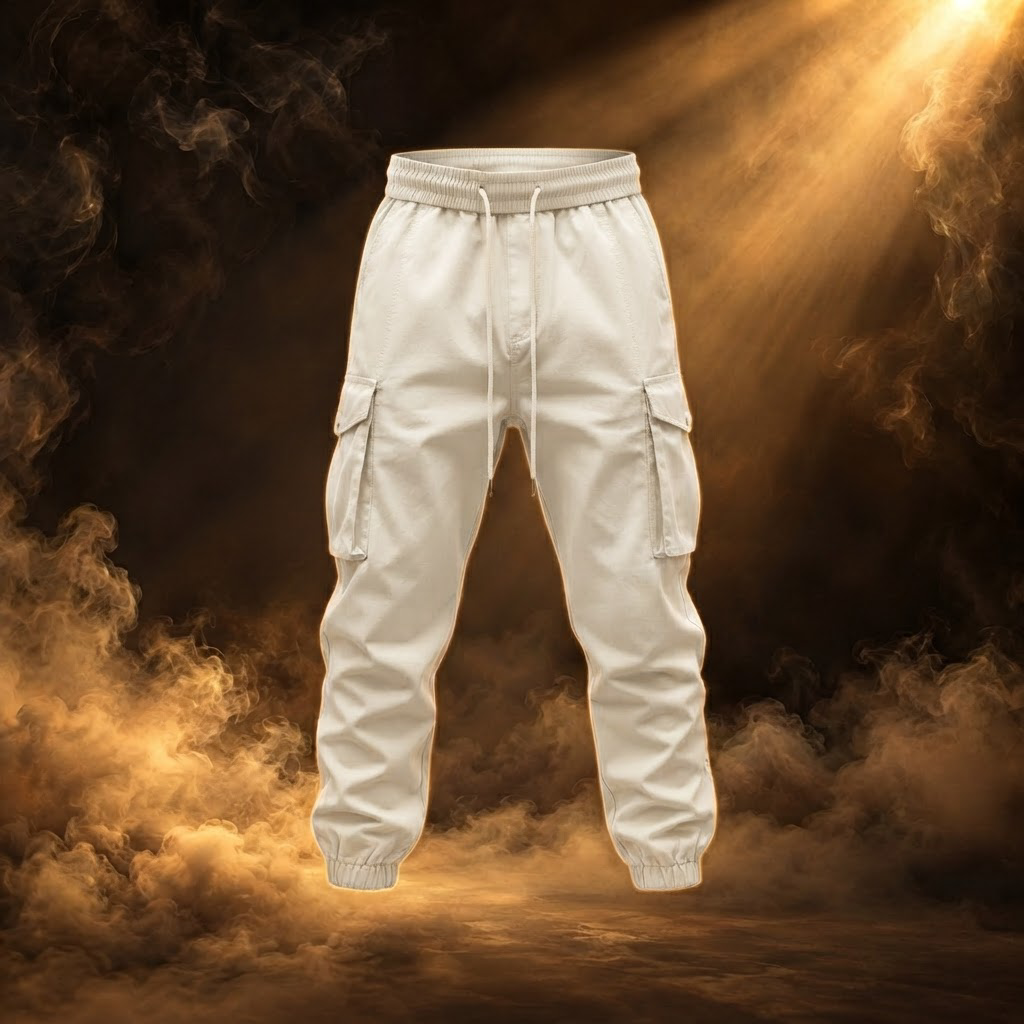 Tullio Cotton Cargo Jogger Sweatpants for Men - Cream