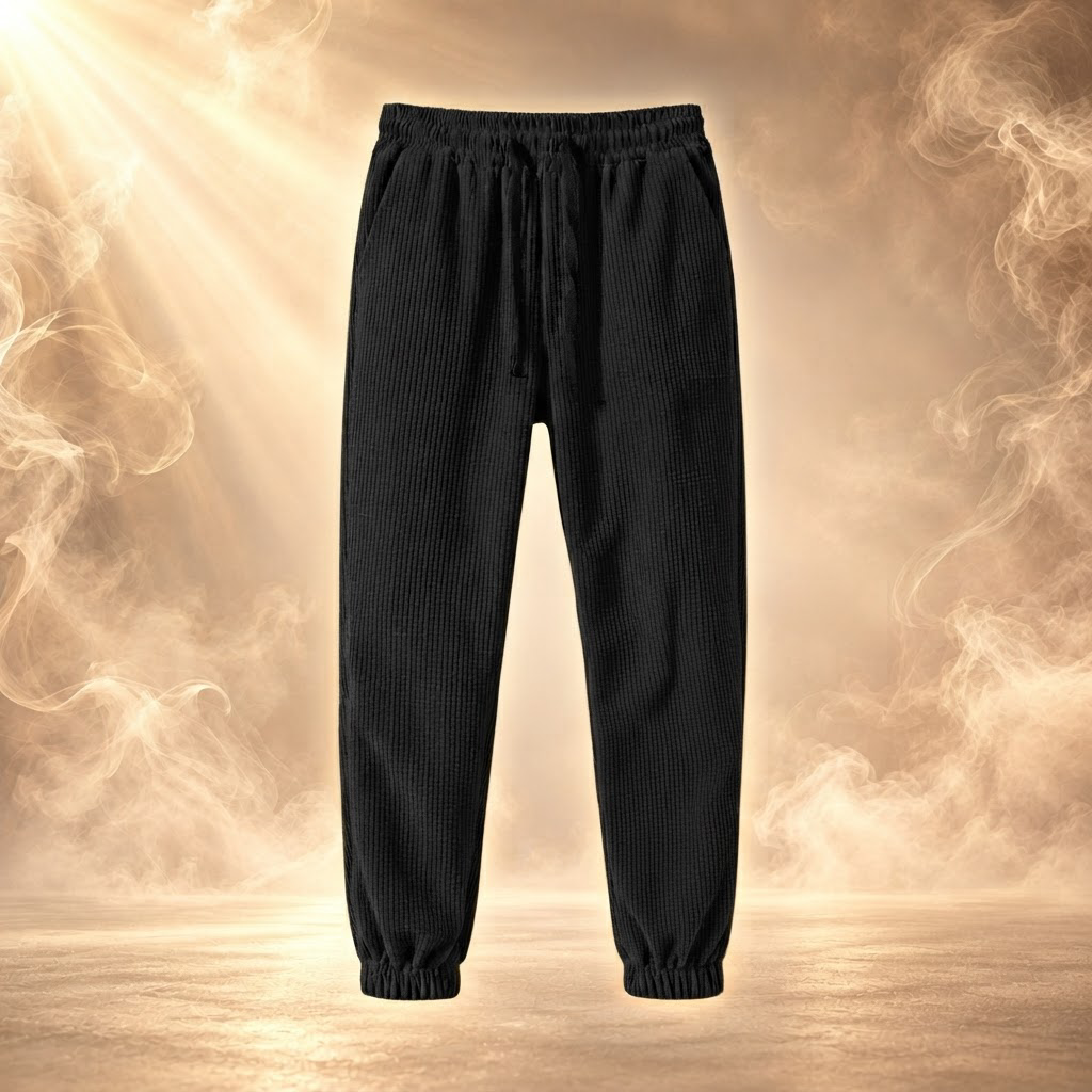 Salvatore Corduroy Jogger Sweatpants for Men - Black