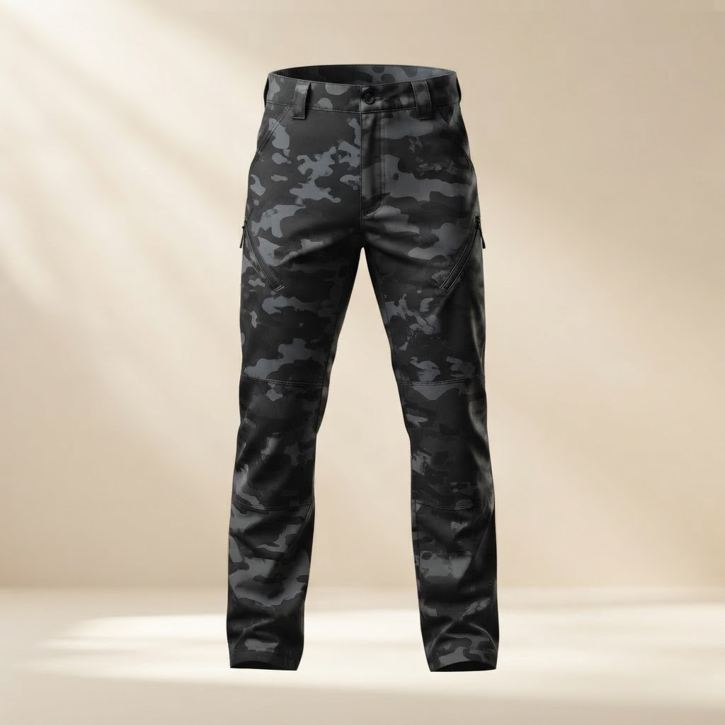 Silvano Waterproof Tactical Cargo Pants for Men - Midnight Camo