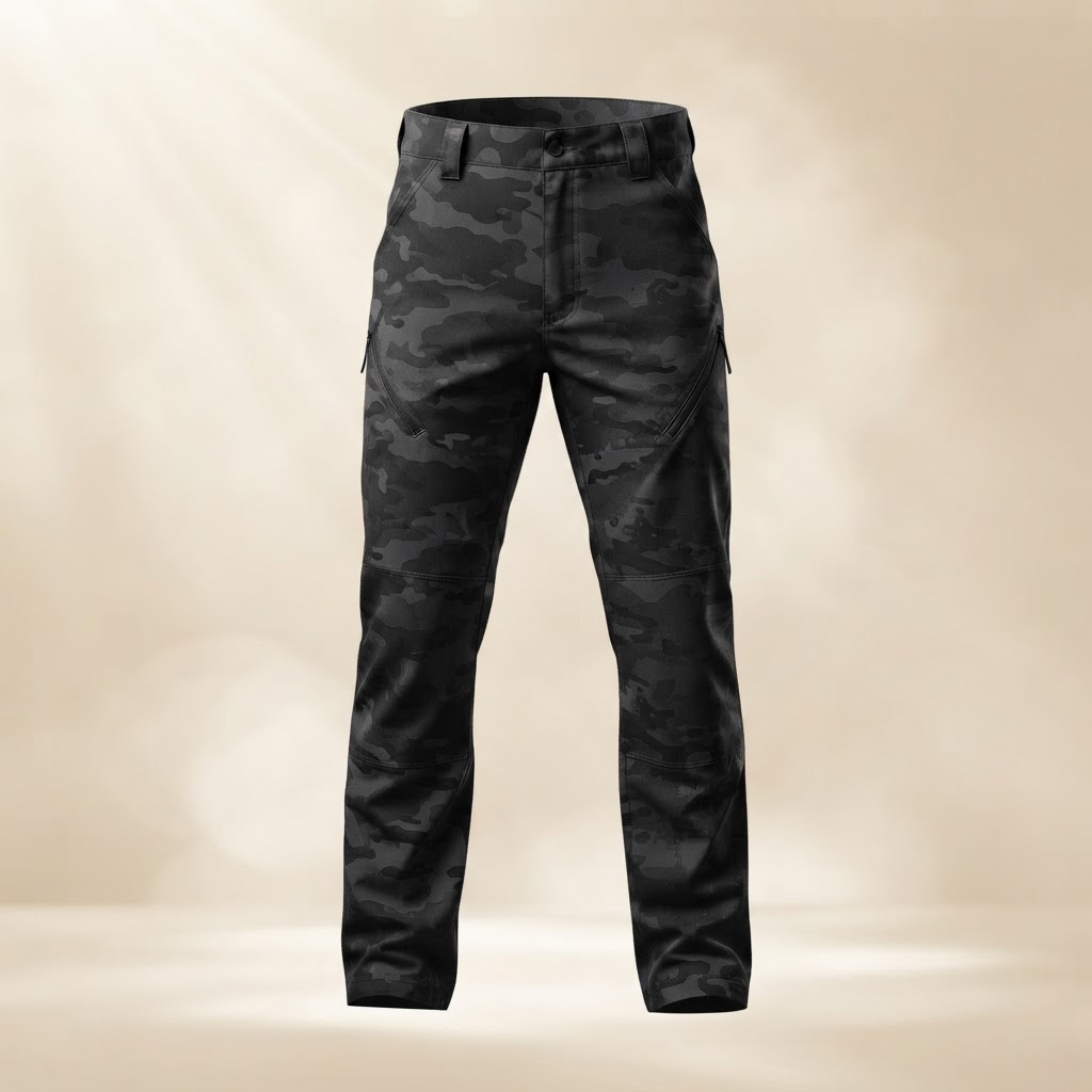 Silvano Waterproof Tactical Cargo Pants for Men - Black Camo