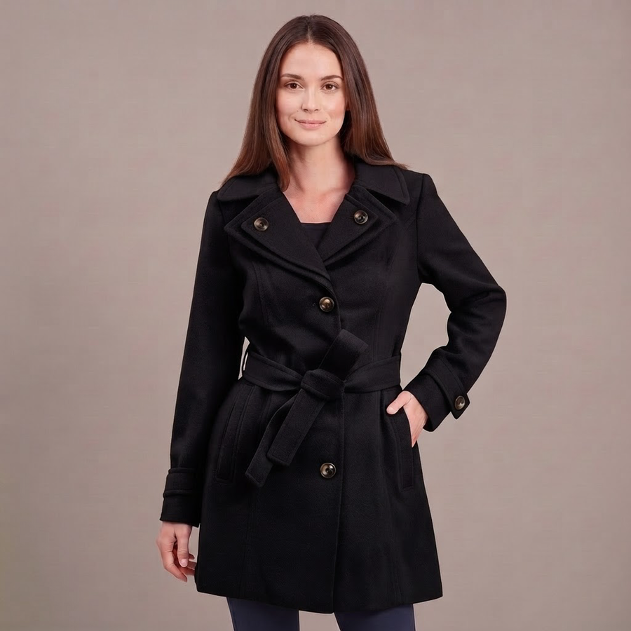 Rosalind Hooded Belted Wool Coat for Women