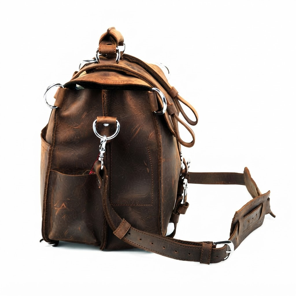 Nazario Genuine Leather Messenger Briefcase Bag for Men - side view