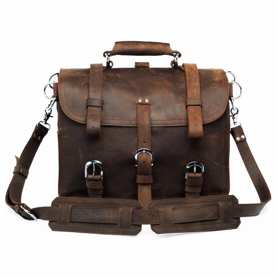 Nazario Genuine Leather Messenger Briefcase Bag for Men