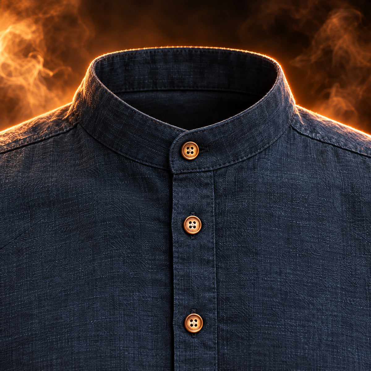 Julien Band Collar Long Sleeve Linen Shirt for Men - A band, not a point.
