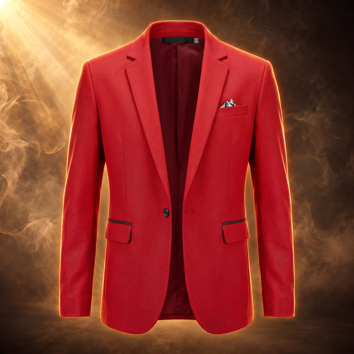 Laurent one button notch lapel blazer jacket for men in red, front view