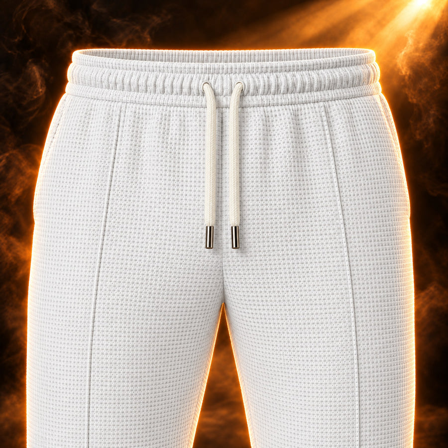 Marcello Waffle Knit Half Zip Polo and Trousers Set for Men