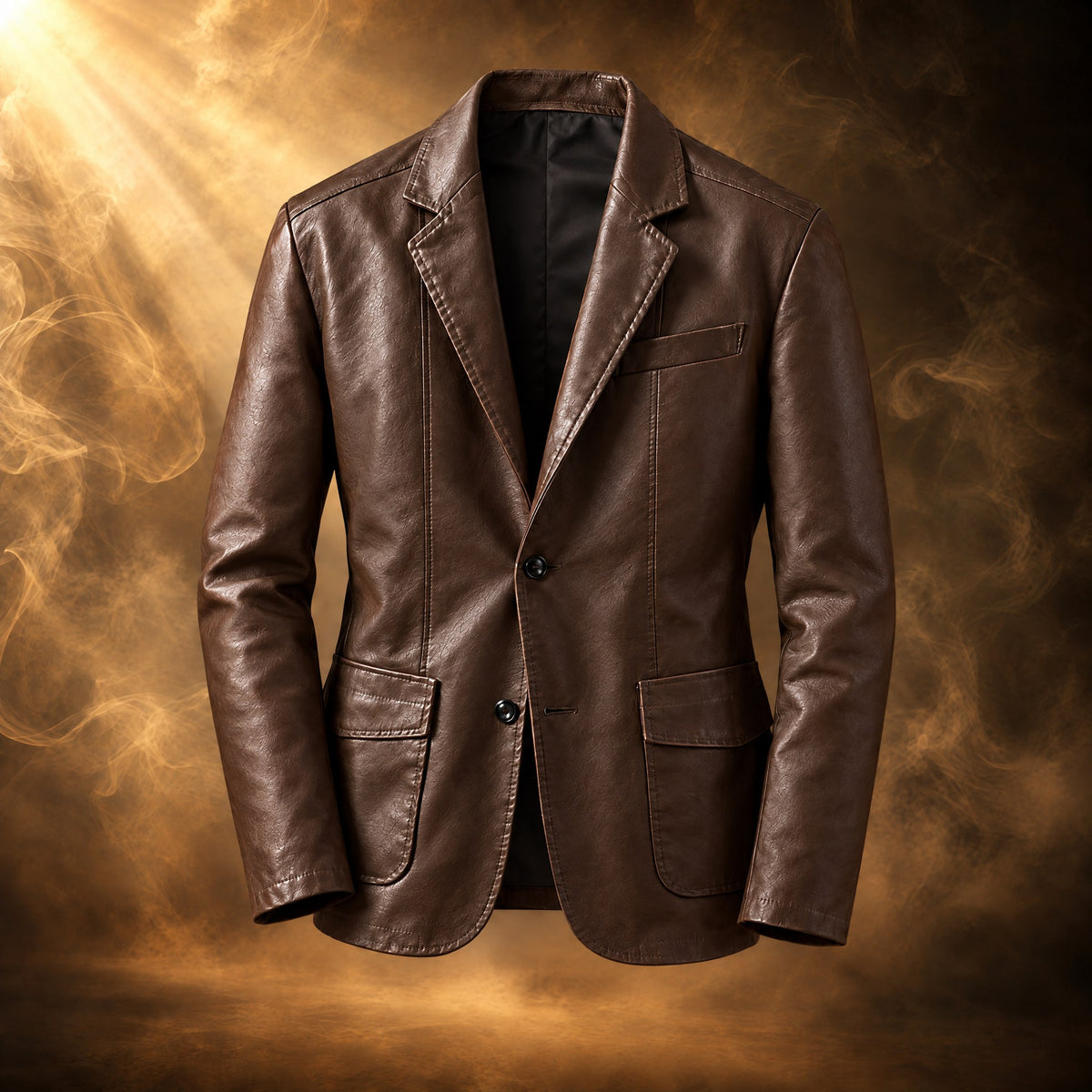 Ottavio Faux Leather Blazer Jacket for Men in brown, front view