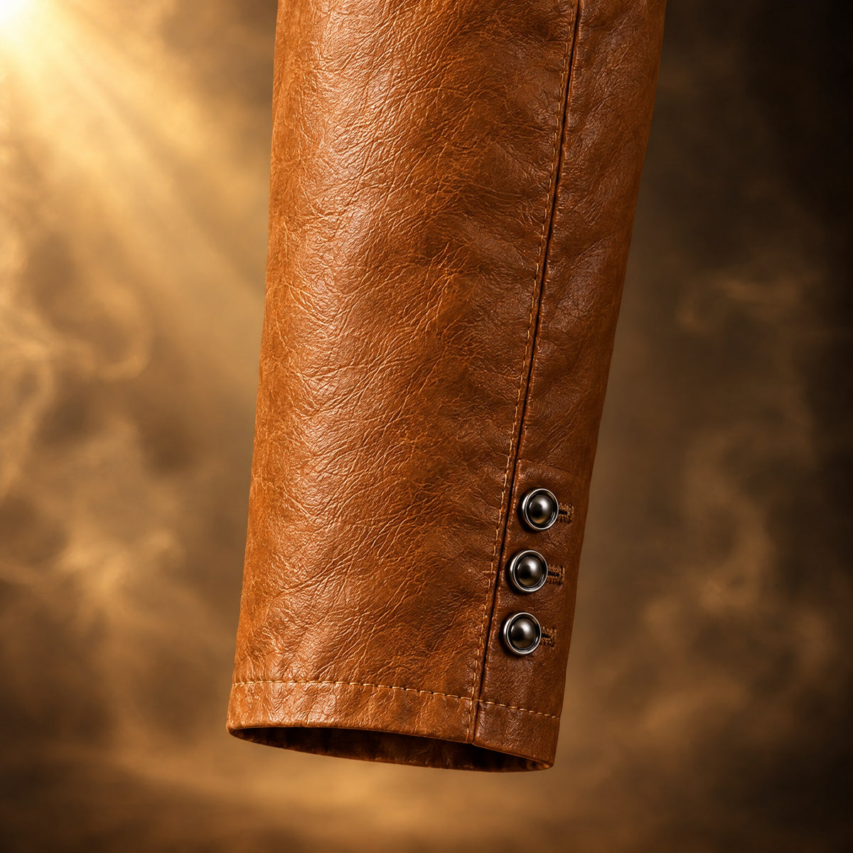 Ottavio Leather Blazer Jacket for Men, Notch Lapel Sport Coat - Three buttons at the wrist.