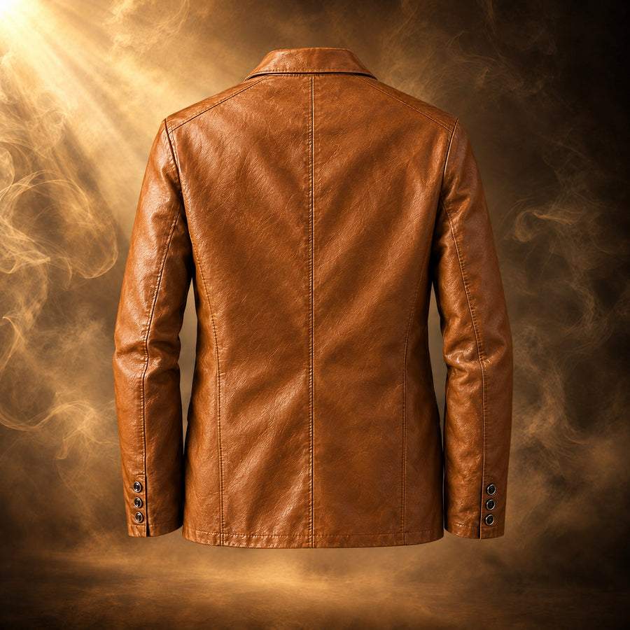 Ottavio Leather Blazer Jacket for Men, Notch Lapel Sport Coat