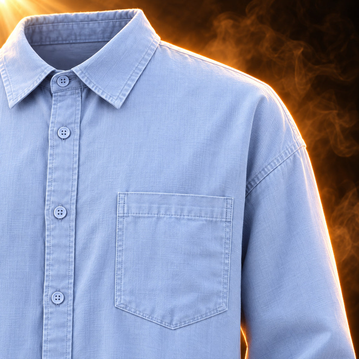 Remy Relaxed Fit Long Sleeve Button Up Shirt for Men - On the chest.