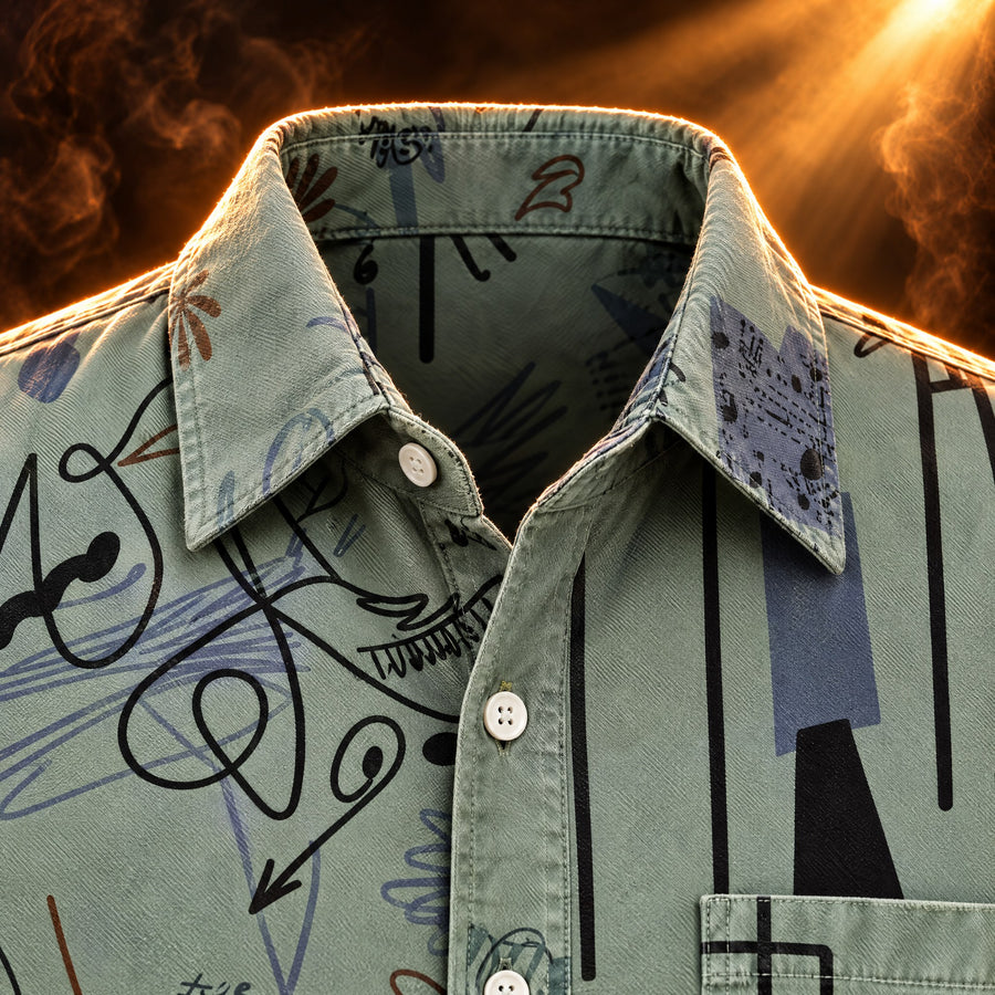 Riccardo Abstract Print Long Sleeve Button Up Shirt for Men