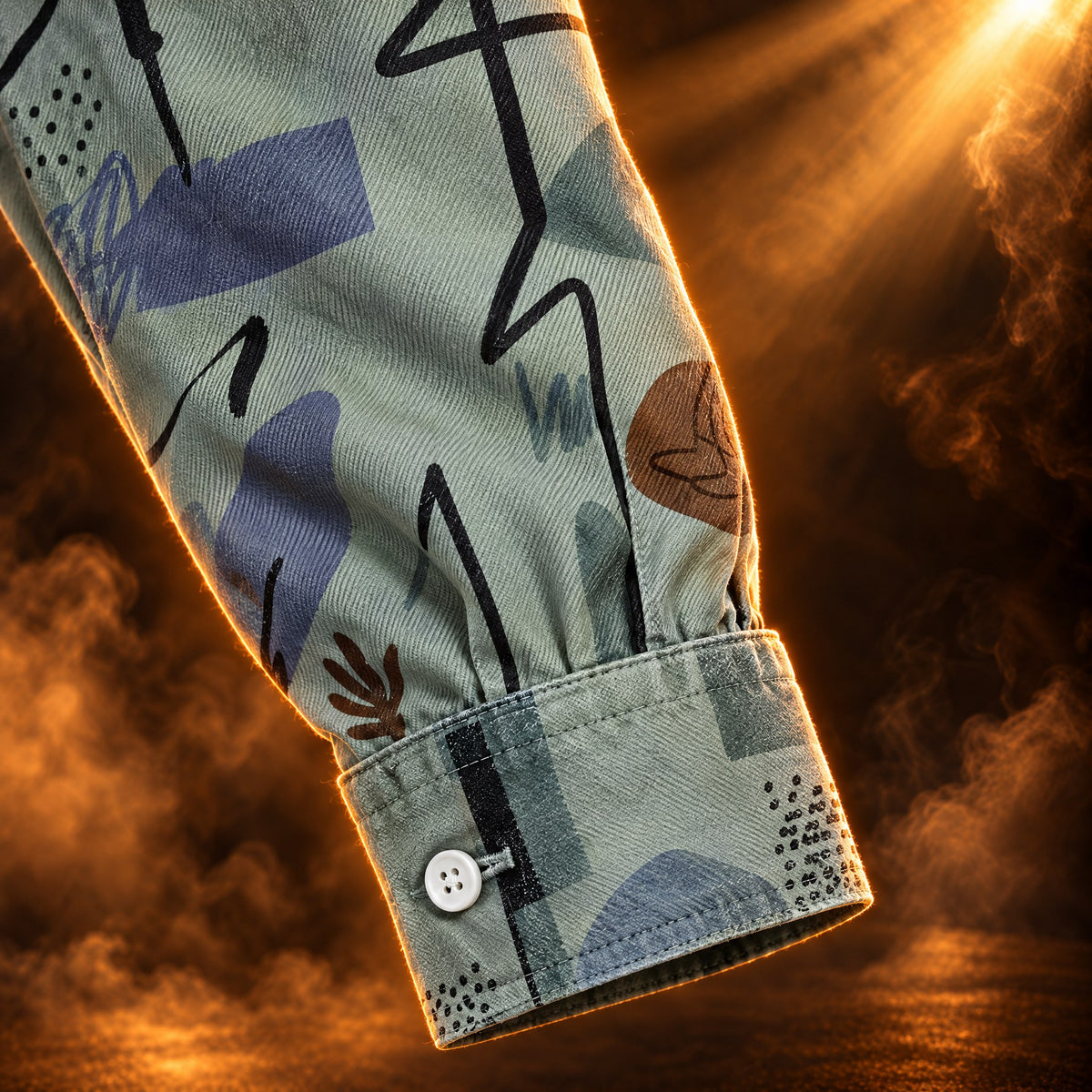 Riccardo Abstract Print Long Sleeve Button Up Shirt for Men - Print to the wrist.