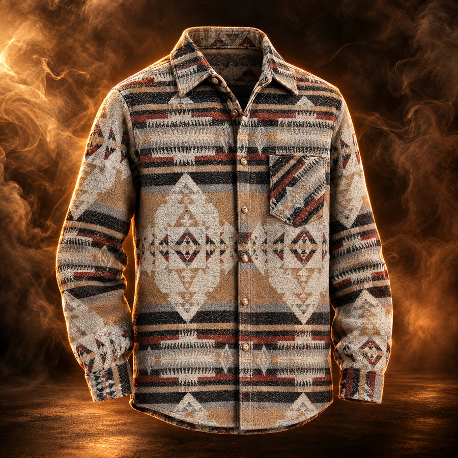 Santino Aztec Print Button Up Shirt Jacket for Men