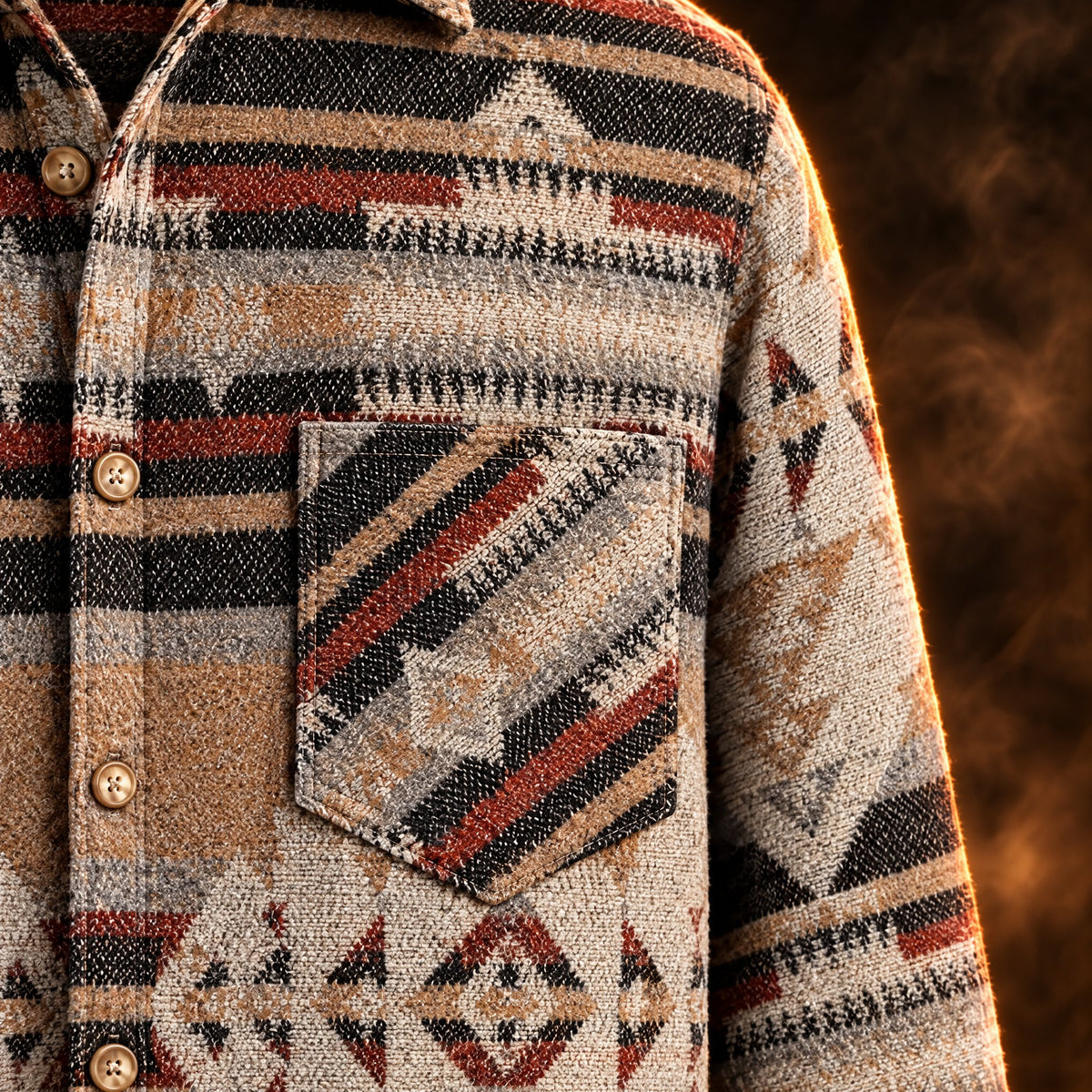 Santino Aztec Print Button Up Shirt Jacket for Men - Stripes on the diagonal.