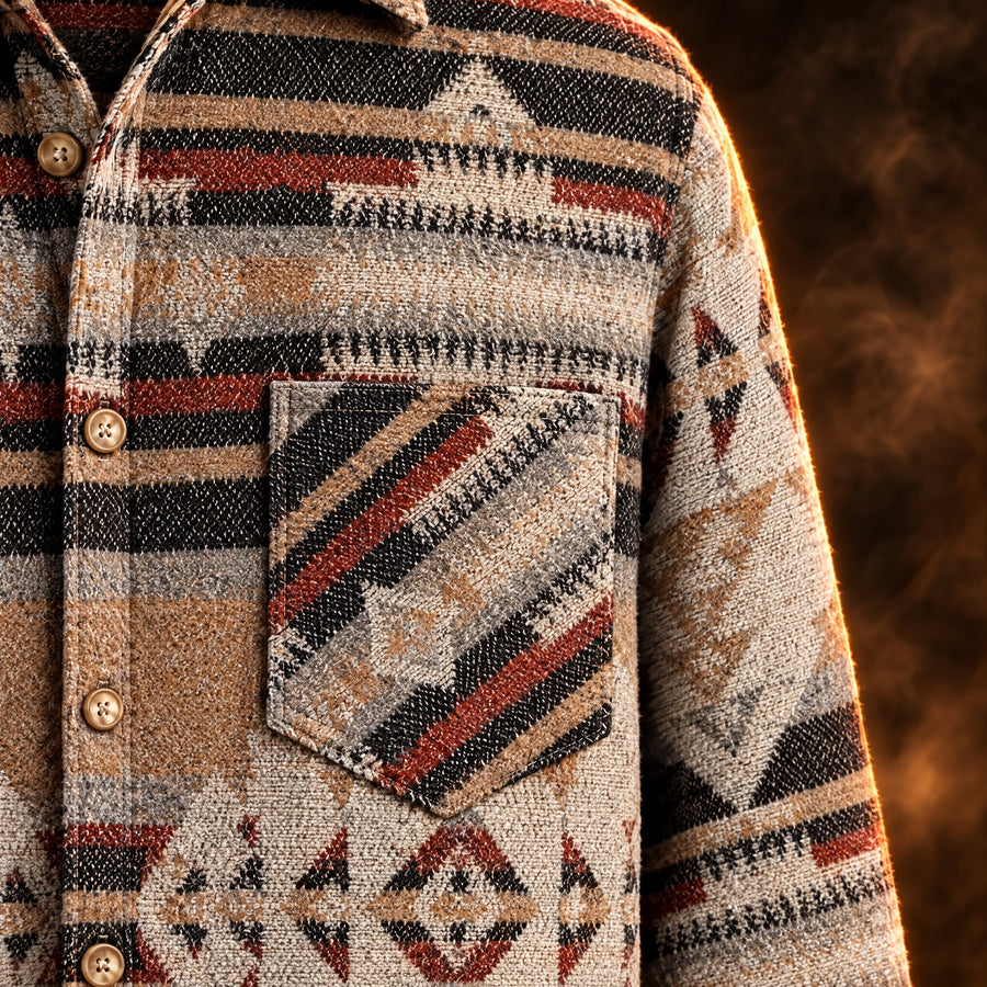 Santino Aztec Print Button Up Shirt Jacket for Men