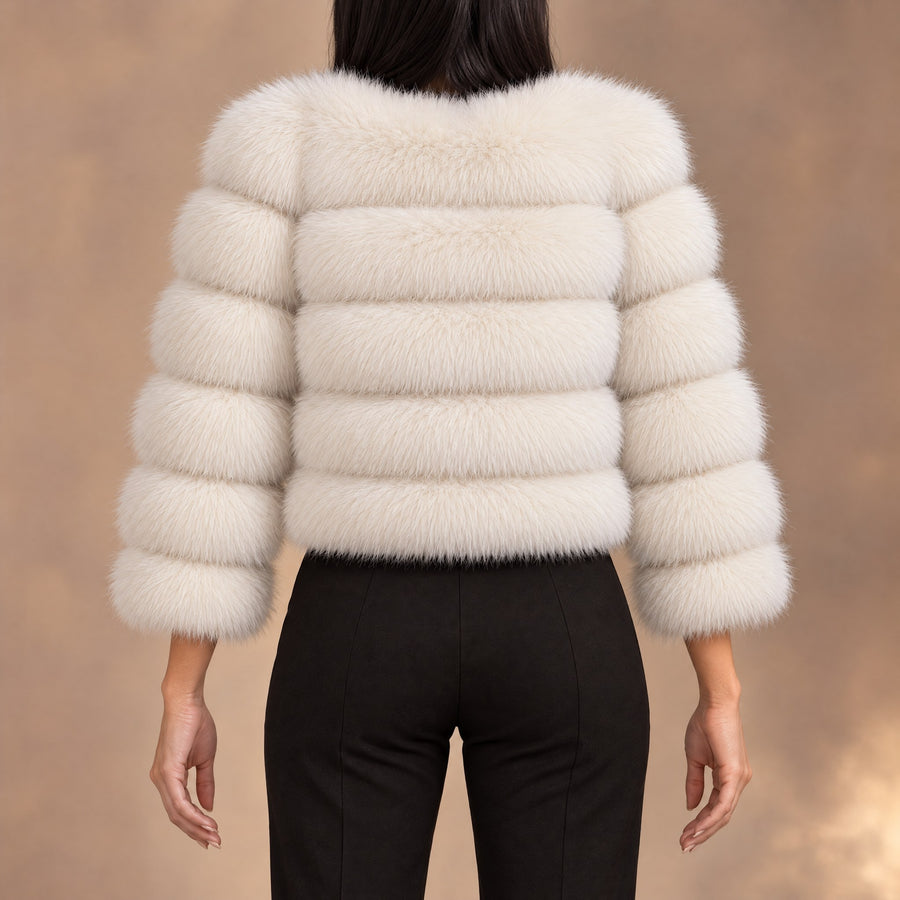 Seraphina Tiered Fur Cropped Jacket for Women