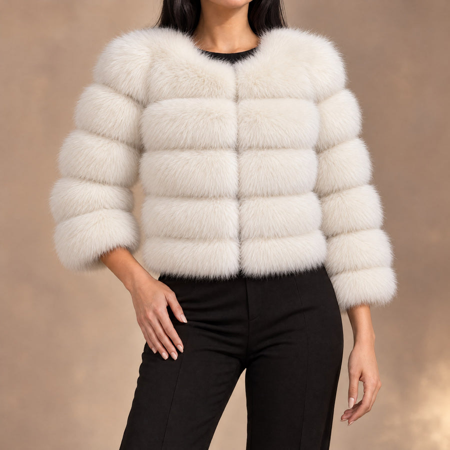 Seraphina Tiered Fur Cropped Jacket for Women