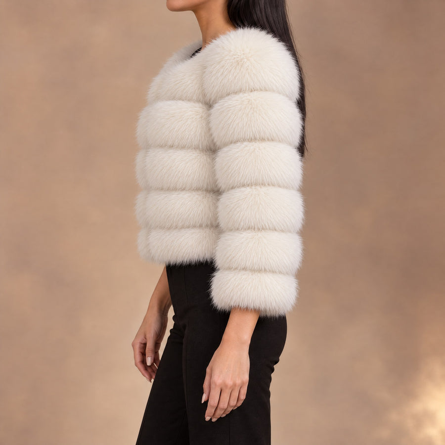 Seraphina Tiered Fur Cropped Jacket for Women
