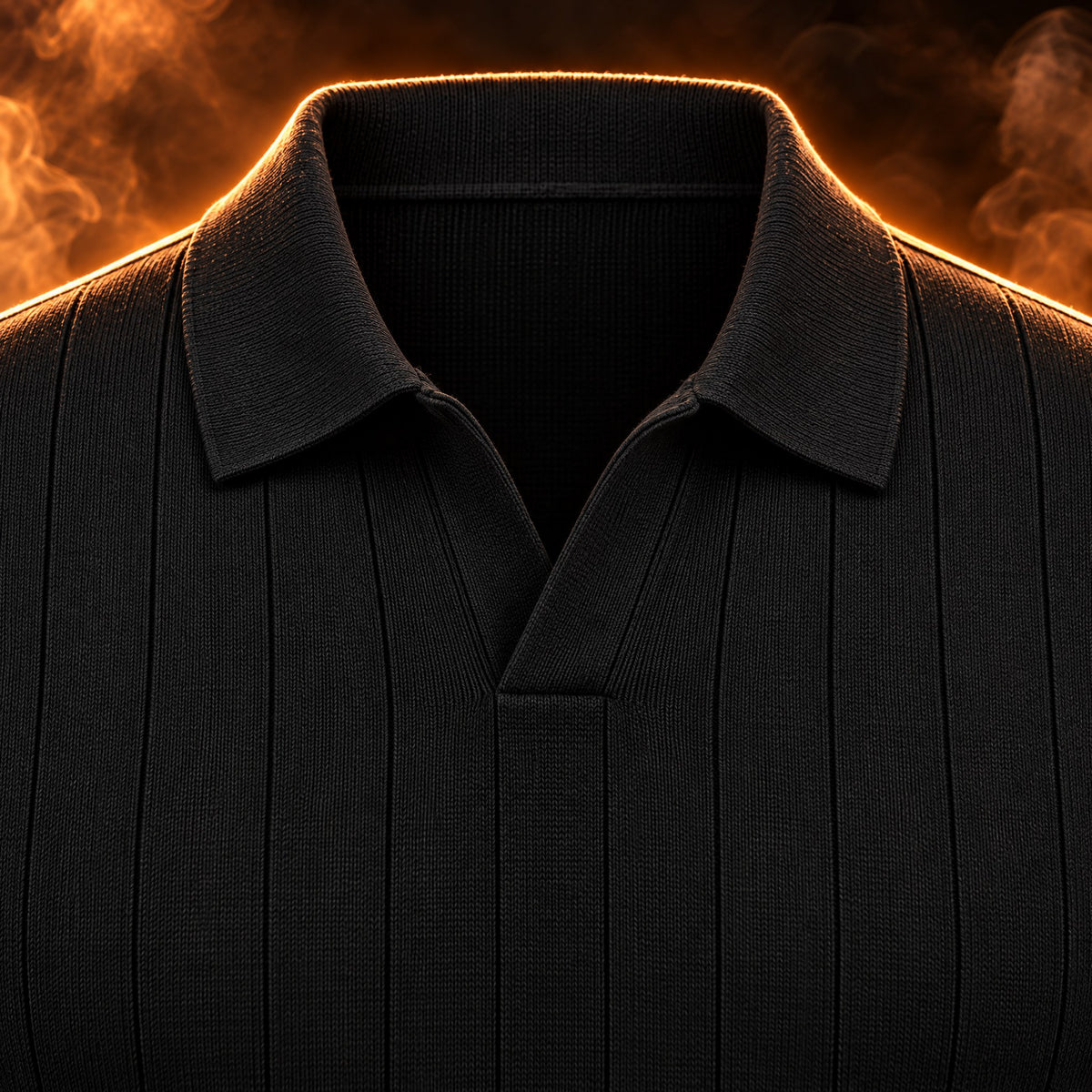 Silvio polo close-up of the open knit collar