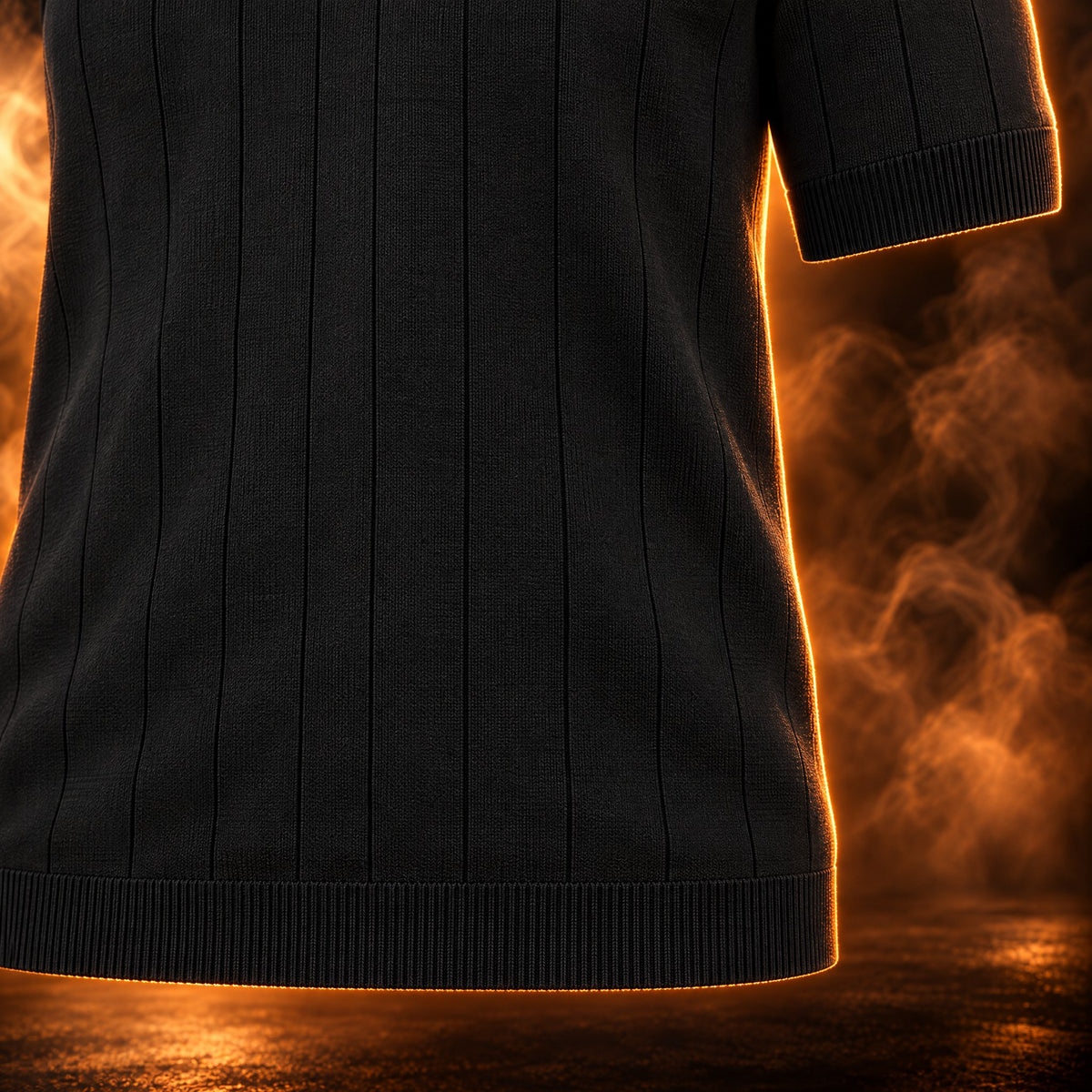 Silvio Ribbed Stripe Knit Polo Shirt for Men - A ribbed band.