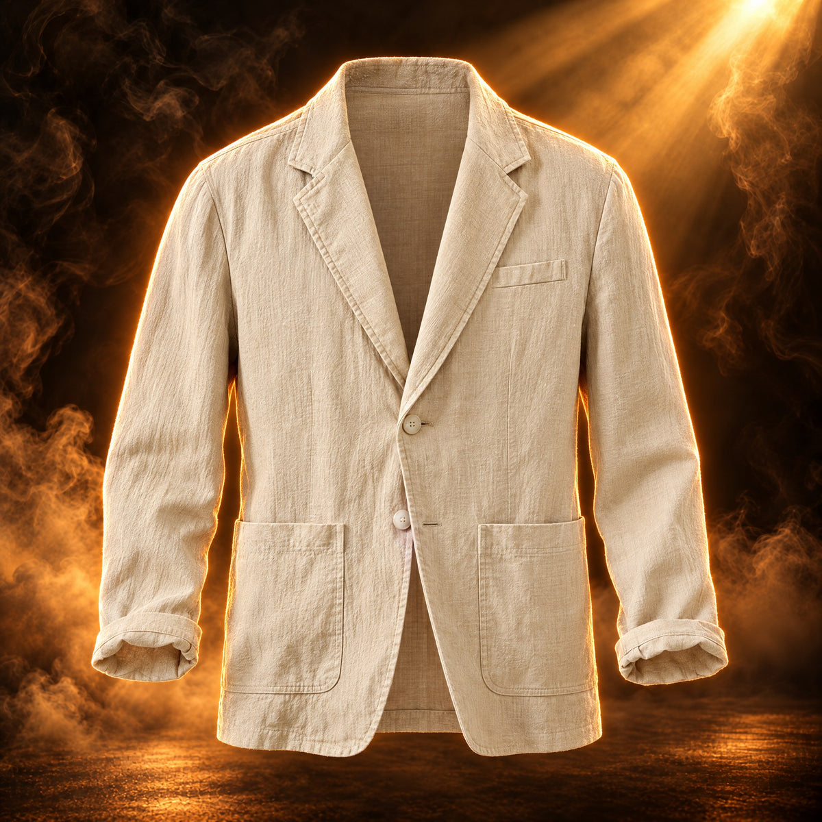 Tiziano relaxed fit cotton linen blazer for men in khaki, front view